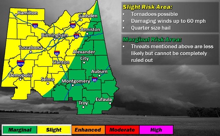 Severe Weather Outlook Saturday Lifeline Impacts: Safety and Security AL: Preliminary GIS analytics show approximately 400 homes destroyed (FEMA GIS) Food, Water and Shelter (ARC Midnight shelter