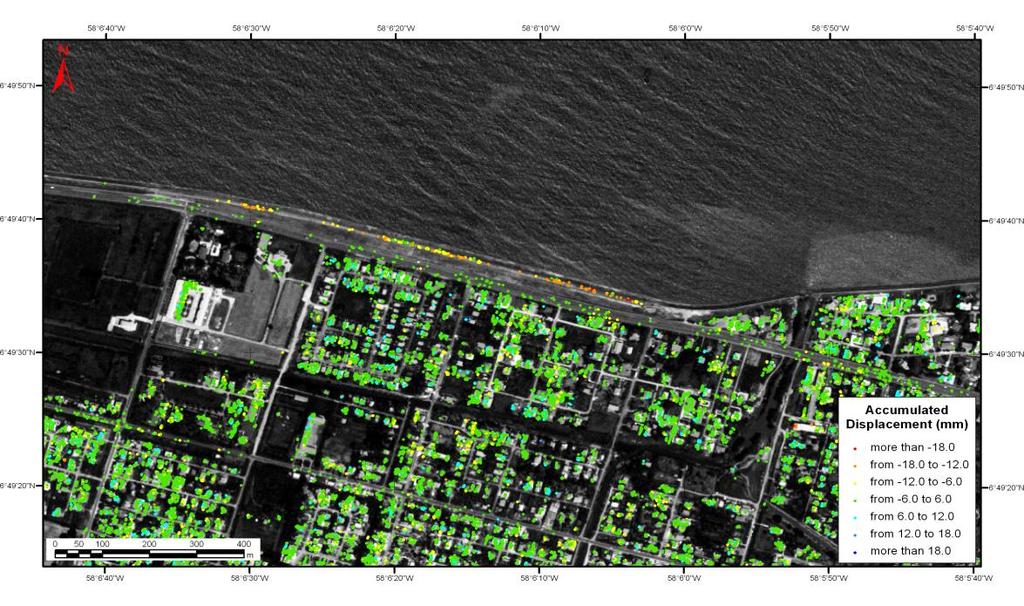 Displacement in mm Case study: Georgetown Case of the Georgetown (Guyana) seawall B1066_3897_097_C B0853_3910_096_C B0827_3912_095_D