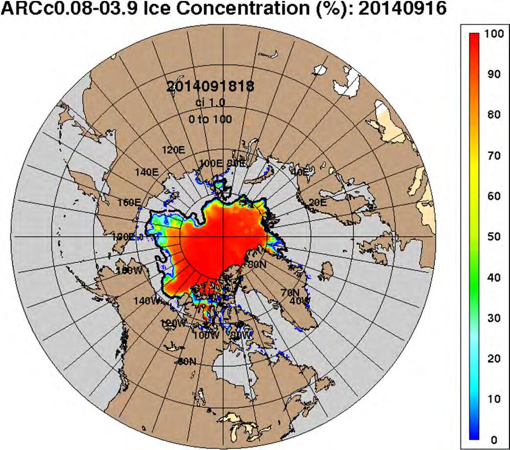 Arctic Cap Nowcast/Forecast System (ACNFS) ACNFS consists of 3 components: Ice Model: Community Ice CodE (CICE) Ocean Model: HYbrid Coordinate Ocean Model (HYCOM) Data assimilation: Navy Coupled
