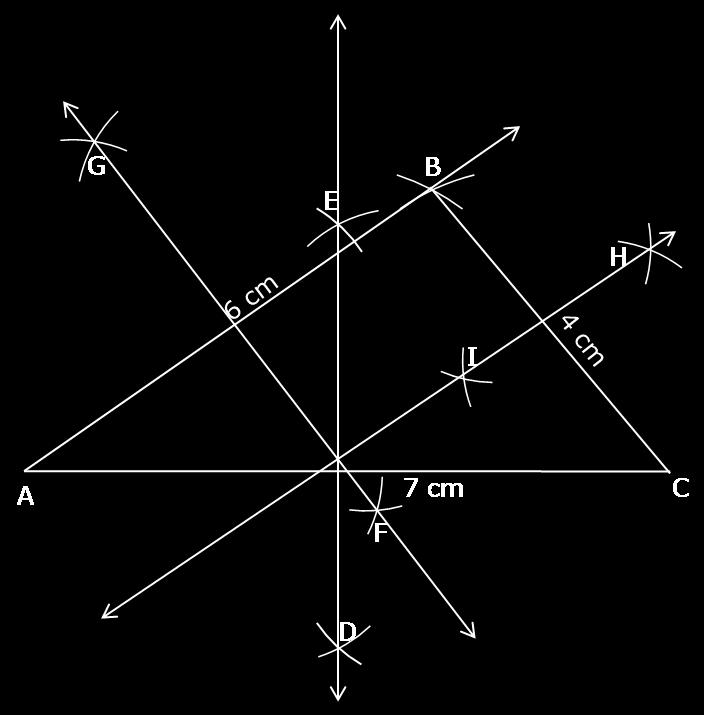 iii. Steps of construction:. Draw seg AC = 7 cm.. Taking A as the centre and radius = 6 cm, draw arc of circle above the seg AC. 3.