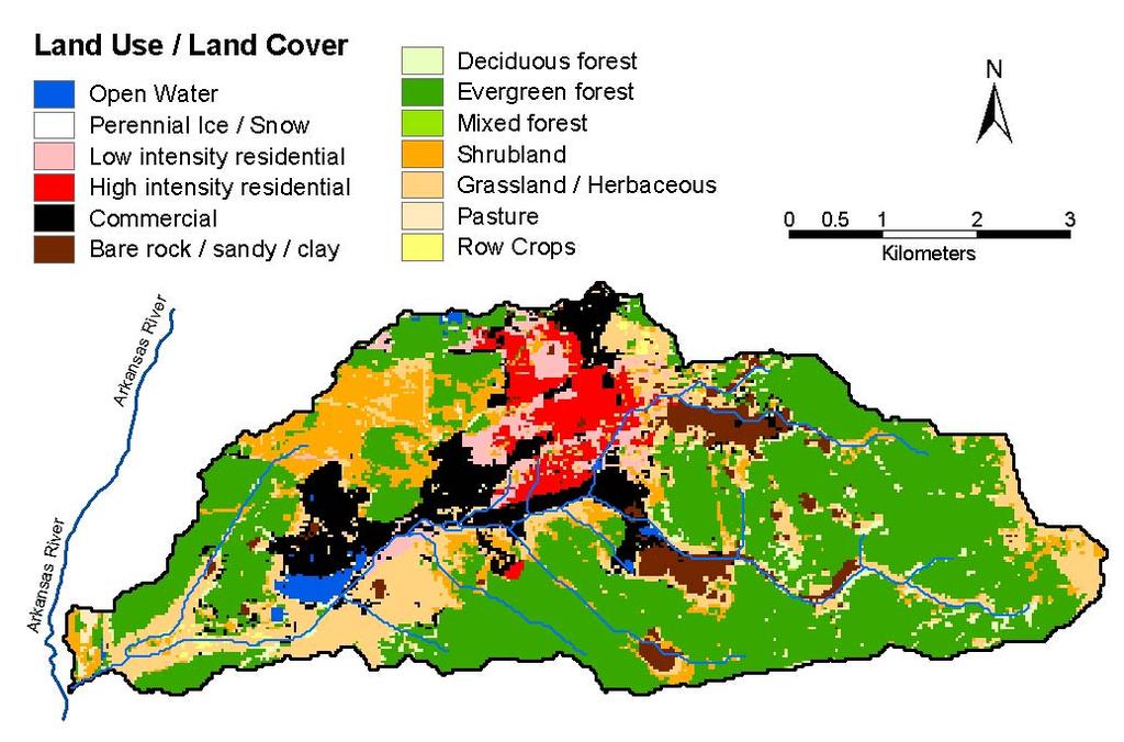 collected on the site consist of a Digital Elevation Model (DEM) at 30-m resolution, land use / land cover map at 30-m resolution (see Figure 1), soil type map at 30-m resolution, digital orthophoto