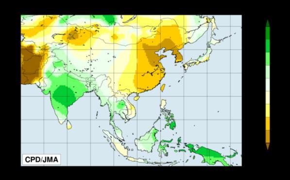 central China, in the southern part of Central Siberia and across areas in and around western Pakistan, while values of 1 C and below are seen for parts of western China and from southern Myanmar to