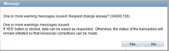 Because this is the incorrect hiring rate for this position, the request results in the following error message.