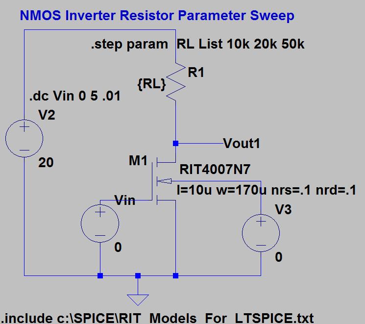 LTSPICE VTC PARAMETER SWEEP OF RL Add the step command to the schematic.