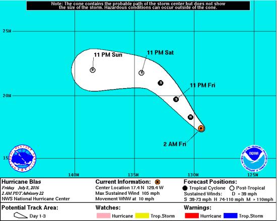 Tropical Outlook - Eastern Pacific Hurricane Blas: (Advisory #22 as of 5:00 a.m.