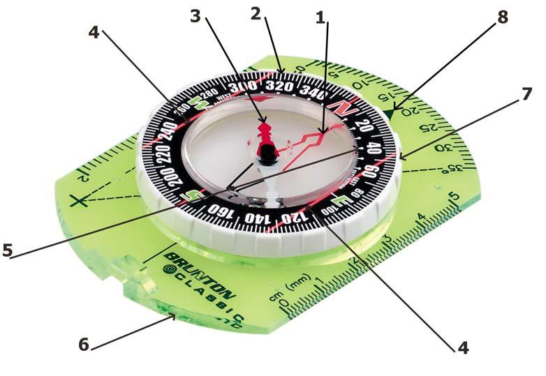 Worksheet Orienteering Compass Exercise 1: Identify the Parts of a Compass Write the correct term (defined below) noted by each number in the drawing next to the appropriate number.