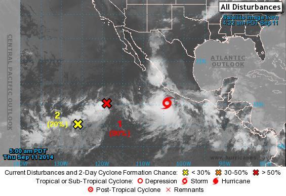 2-Day Tropical Outlook Eastern Pacific Disturbance 1 (as of 8:00 a.m.