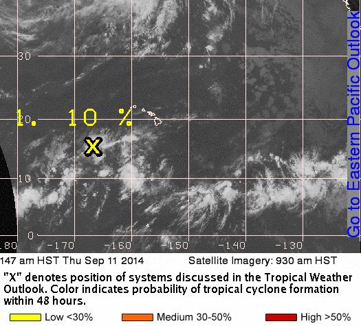 2-Day Tropical Outlook Central Pacific Disturbance 1 (as of 8:00 a.m.