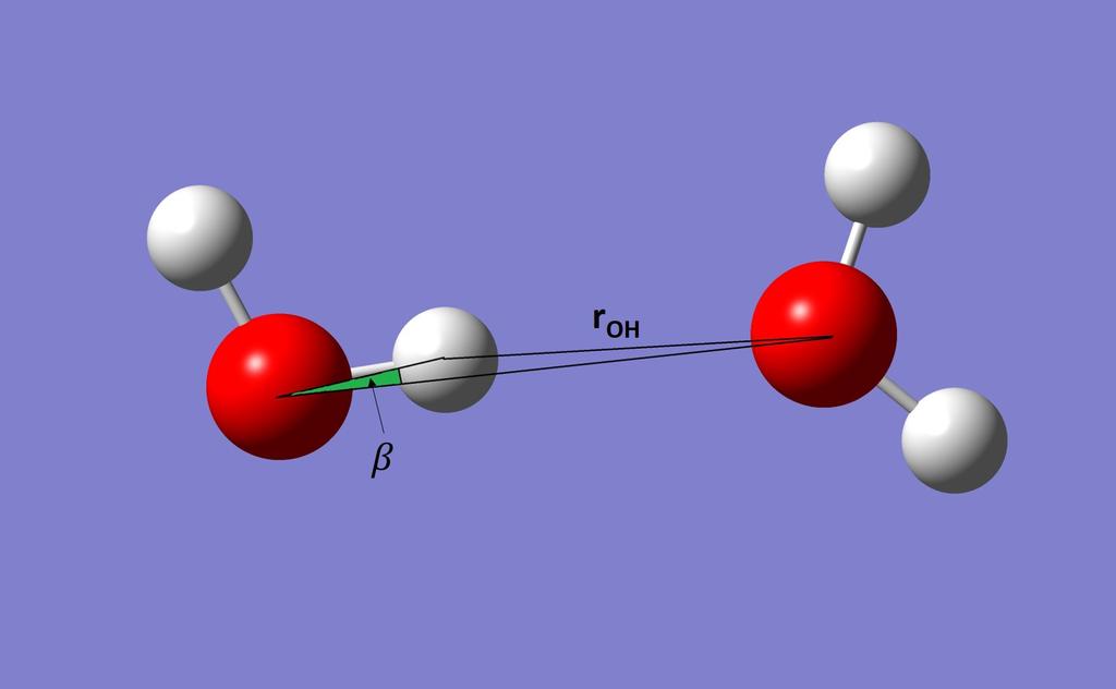 4 Figure 2. Hydrogen bond distribution. The rst gure denes r OH and β. The second gure: contour map of non-polarizable NN force eld.