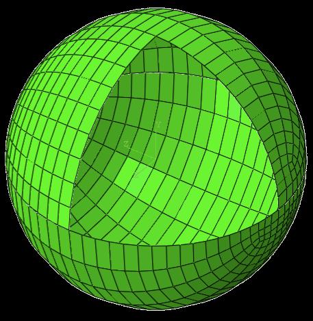 P3: Eigenanalysis of spherical shell Definition of problem Geometry Radius Thickness r = 100mm t = 0.25 mm Material properties Young s modulus E=1.0 MPa Poisson s ratio ν=0.3 Density ρ=1.
