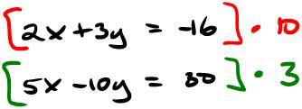 Example 2: Solve the following systems by the Elimination Method. a. x + 4y = 10 1 x + 2y = 5 2 b.