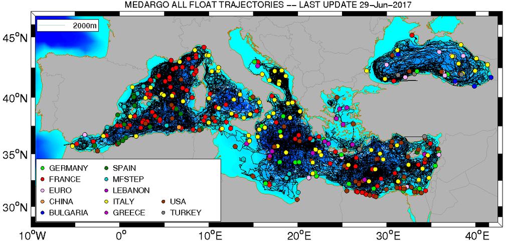 Float data Argo float data in North Ionion,