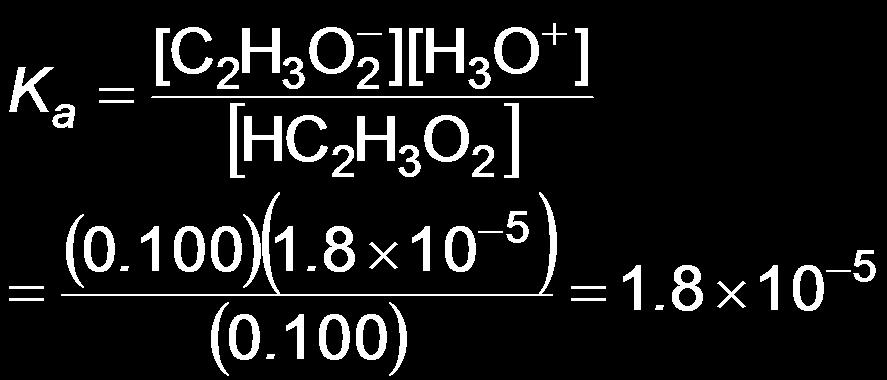 Example: What is the ph of a buffer that is 0.100 M HC 2 H 3 O 2 and 0.100 M NaC 2 H 3 O 2?