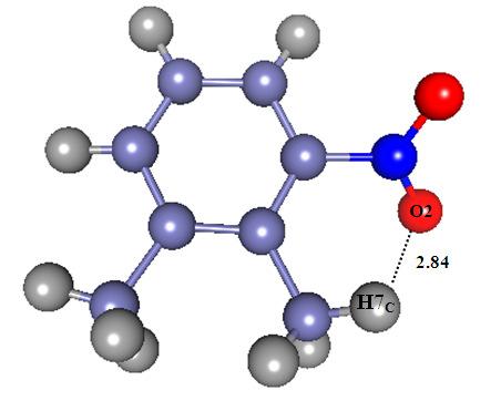 Fig.-4: Deformation density map of intramolecular hydrogen bond O2