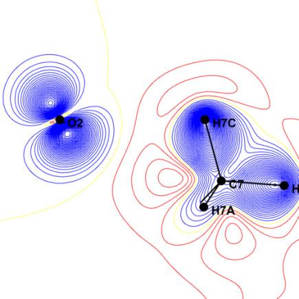 å - 3, positive density in blue and negative density in red. Fig.