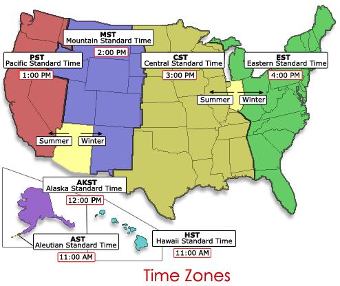 In what time zone is Illinois? 33.
