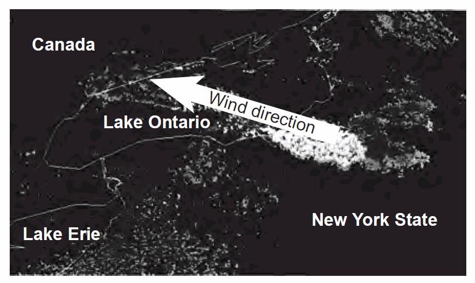 A) 126. Which map shows the most likely direction that winds were moving across Lake Ontario to produce this lake-effect snow? B) C) D) 127.