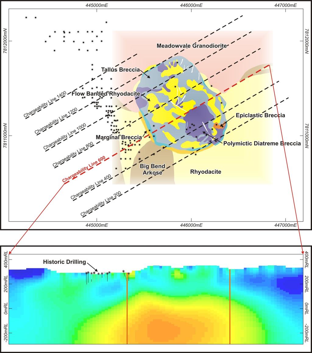 8 8 Figure 4 Geological Plan of Golden Valley Breccia Complex highlighting the shallow depth of historical