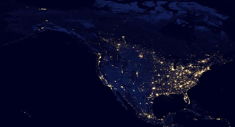 Nighttime satellite map of the United States Source: National Aeronautics and Space Administration,