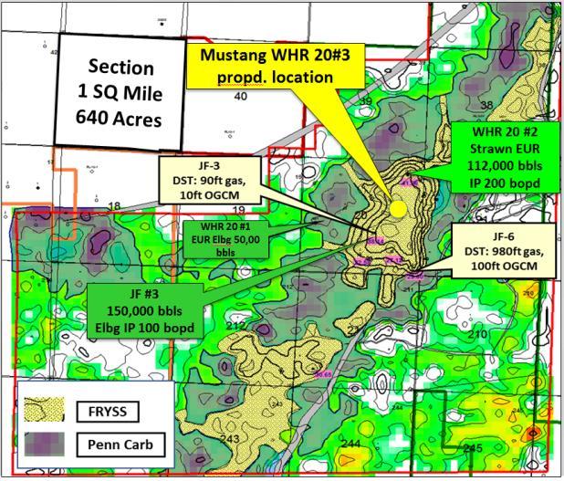 Given the control over the Mustang Prospect provided by the 3D seismic and within the Mustang Prospect, a producing well in the primary Strawn target