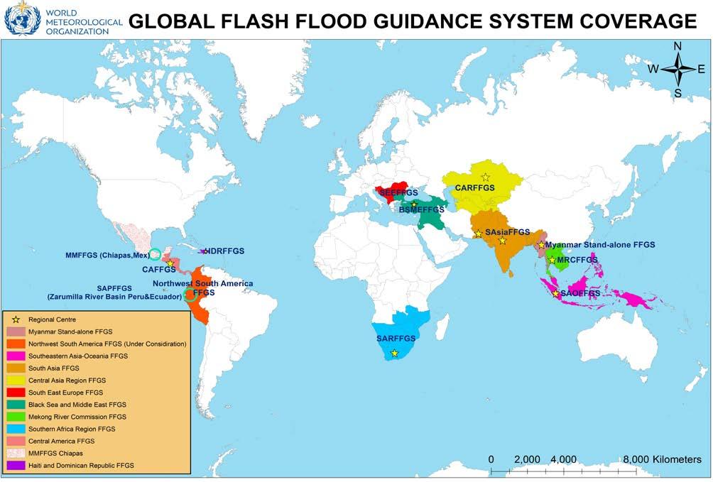 Global Coverage The Flash Flood Guidance System with Global Coverage currently covers fifty two