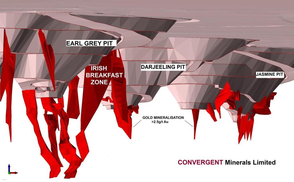 The Convergent Minerals geological team has recently completed 3- Dimensional mineralization modeling at a second open cut gold mine within the Bounty Goldfield in Western Australia.