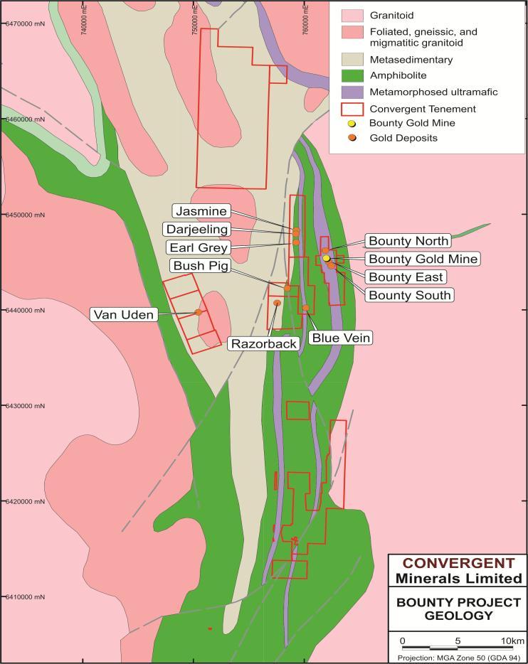 The Image below (Figure 3) locates the Earl Grey Gold Mine in relation to the Bounty Gold Mine and the other 10 old open pit gold mines owned by Convergent Minerals.