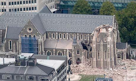 Earthquake topples Christchurch Cathedral's spire Earthquake