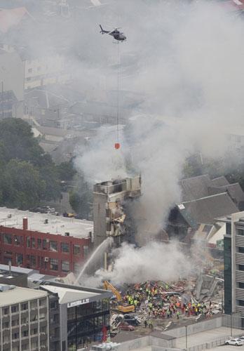 Total collapse of a building fire after the