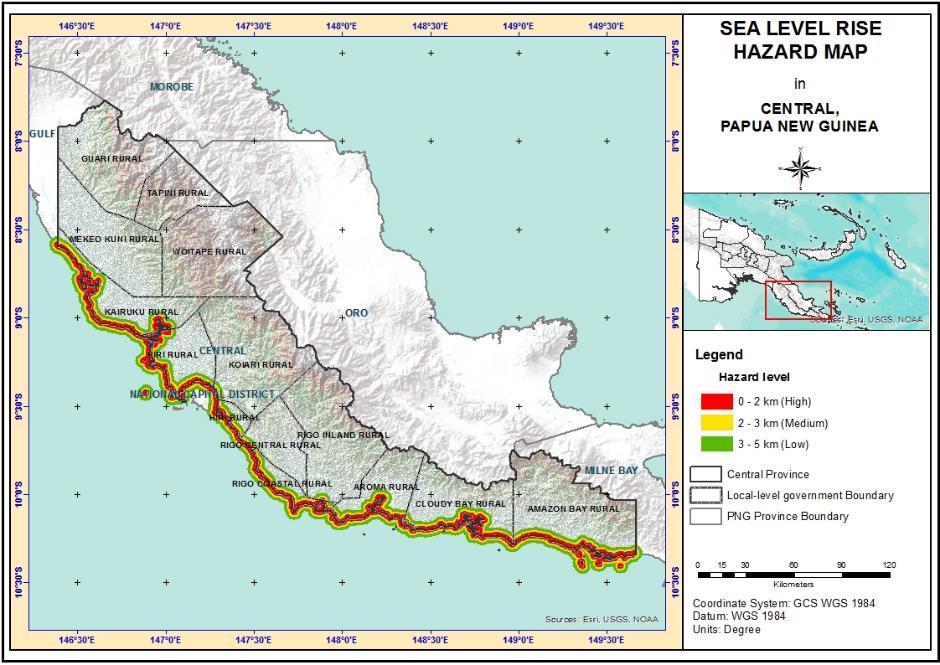 TCM-9/DOC.2.1.1/3, p. 11 Figure 6: Sea level rise hazard map of Central Province The figures 6 and 7 highlight coastal areas at risk of sea level rise.