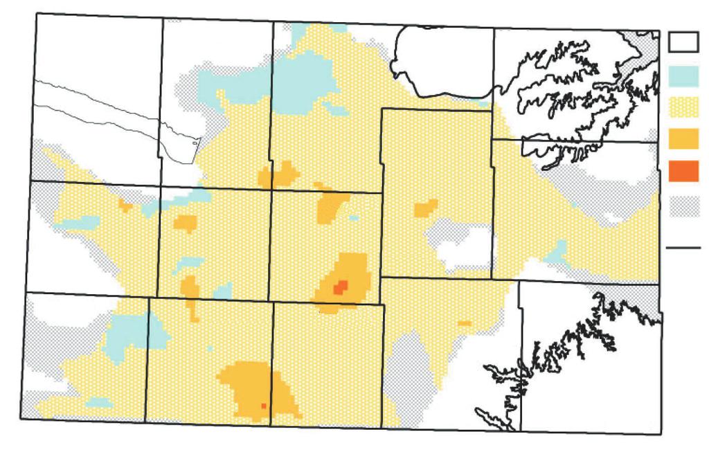 Hamilton Kearny Finney Hodgeman nonsaturated regions to 4 ft increase to 5 ft decrease Ford 5 to ft decrease greater than ft decrease Grant Haskell regions with little data Stanton Morton Gray High