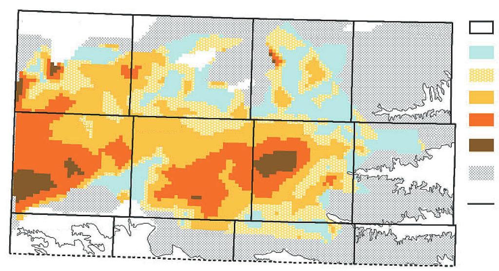 data High Plains aquifer extent Wallace Logan Gove Trego FIGURE 11B. Change in saturated thickness (%), predevelopment to 2.