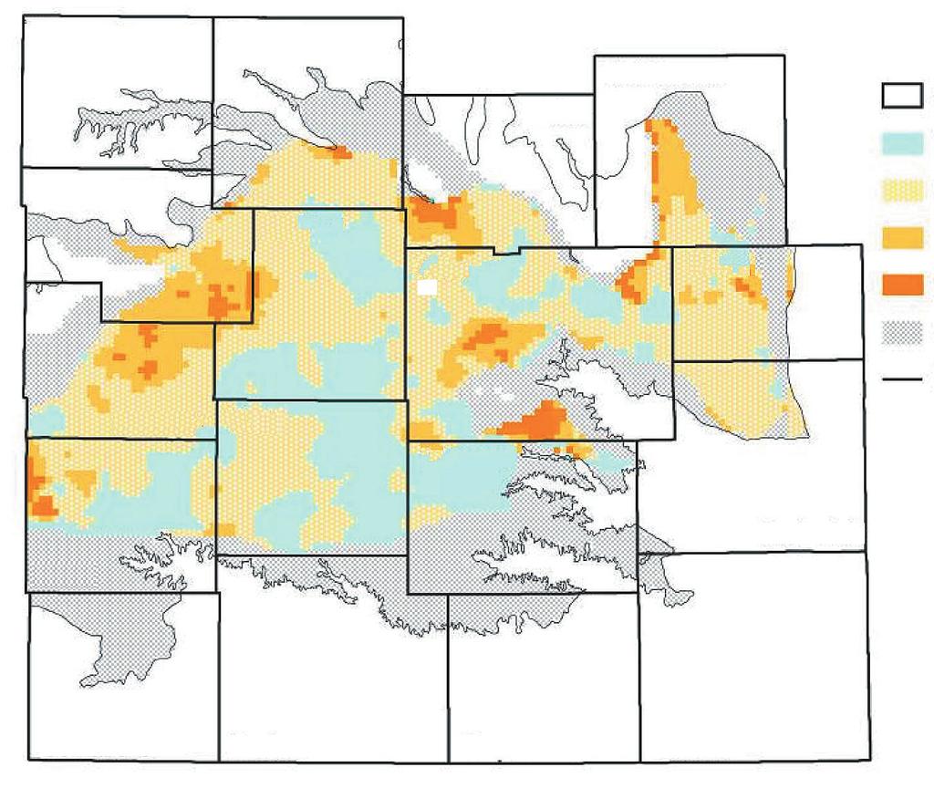 Rush Barton McPherson nonsaturated regions increase Pawnee to ft decrease Stafford Rice to 25 ft decrease Harvey Reno 25 to 5 ft decrease regions with little data High Plains aquifer extent Edwards