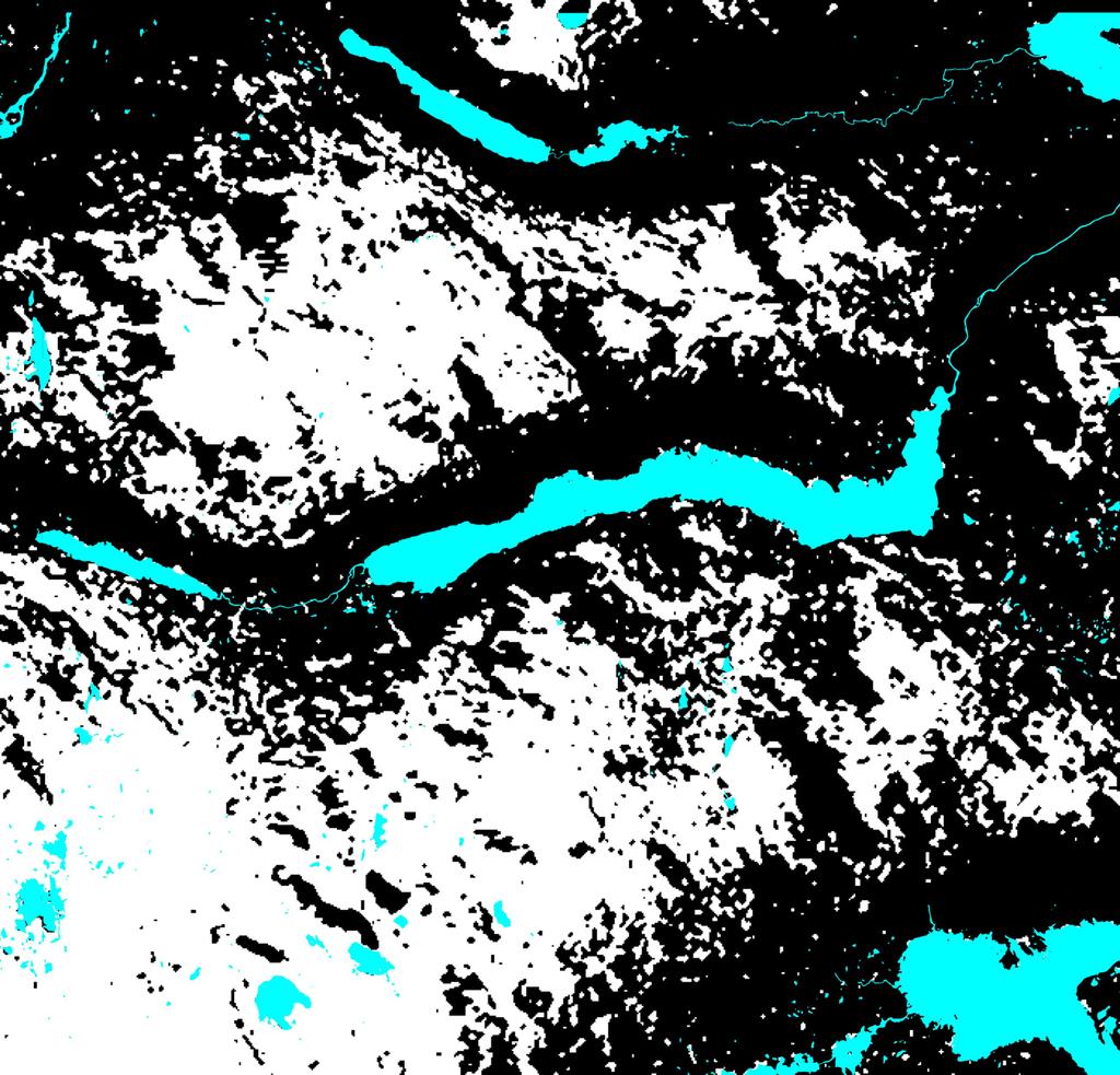 EARSeL eproceedings 5, 1/2006 117 Figure 7: Classified snow cover in Radarsat scene from May 28, 2003. Lakes are masked with cyan colour. Figure 8: Same area shown by three different sensors.