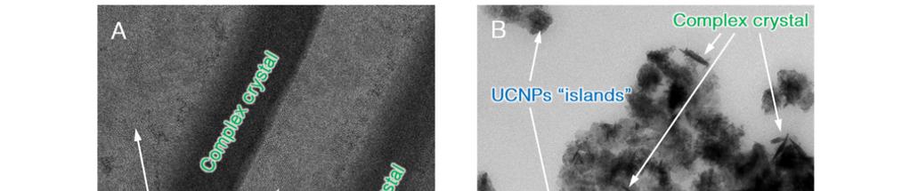 Transmission and scanning electron micrographs of the UCNPs + [Tb2] hybrid system Figure S2.