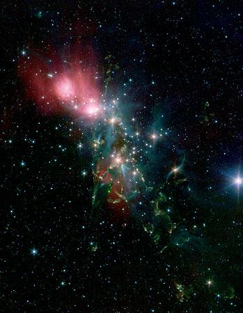 Star formation propagates from upper left to lower right in