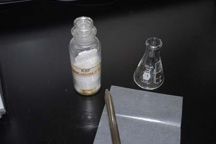 Procedure A. 4. Label three 125 ml Erlenmeyer flasks #1, #2, and #3. Accurately weigh out ~1 g of KHP into each flask.