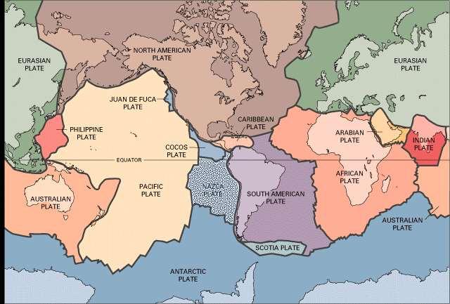 The lithosphere is broken into about 30 different