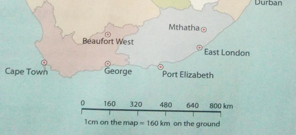 How much further is it on the ground from Cape Town to East London than Cape