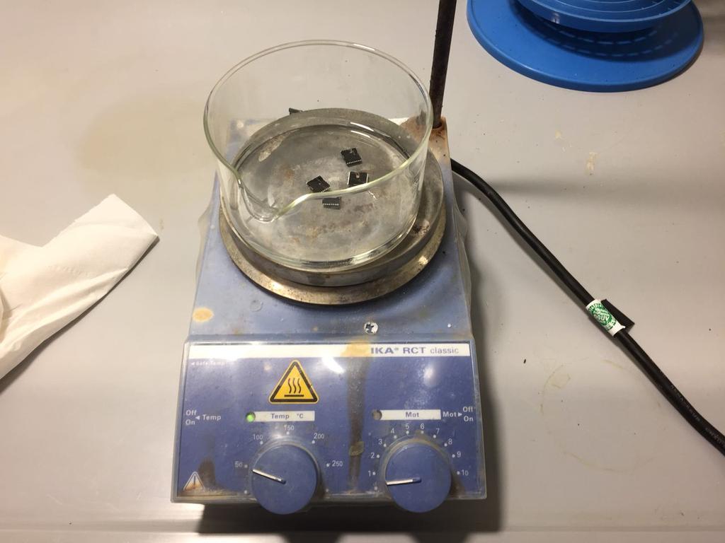 heated to 50 C. All devices were put into a big beaker and then the heated acid was carefully added to not change the orientation of the devices (top to top) (see Fig. 14).