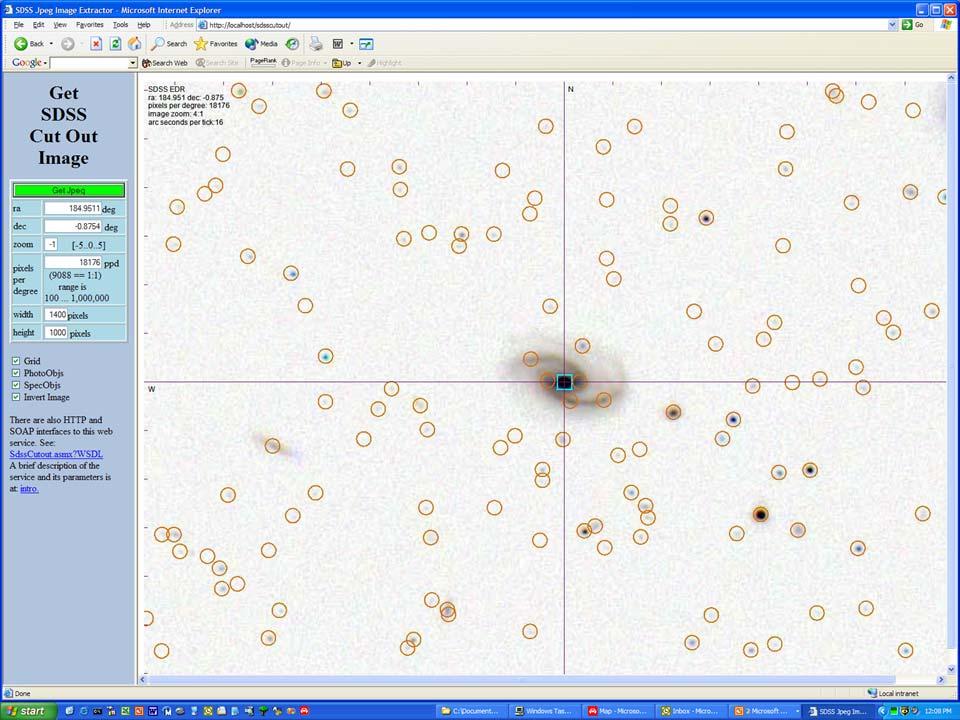 Demo of SkyServer Shows standard web server Pixel/image data Point