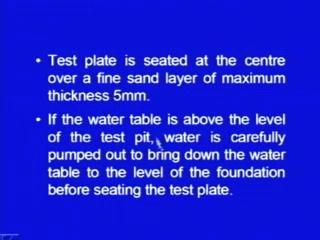 (Refer Slide Time: 16:27) Now, the test plate is seated at the centre over a fine sand layer of maximum thickness 5 millimeter.