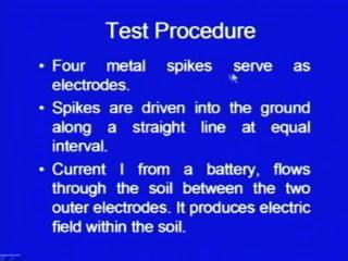 The resistivity is defined as resistance between opposite faces of a unit cube of the material and the basic philosophy of the test is