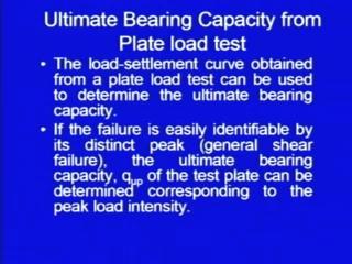 (Refer Slide Time: 43:20) Now, let me go to the point, how you can calculate ultimate bearing capacity from plate load test.