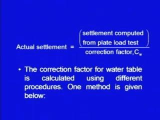 (Refer Slide Time: 48:30) And here is one method for correcting the computed settlements, for the water table correction, actual settlement