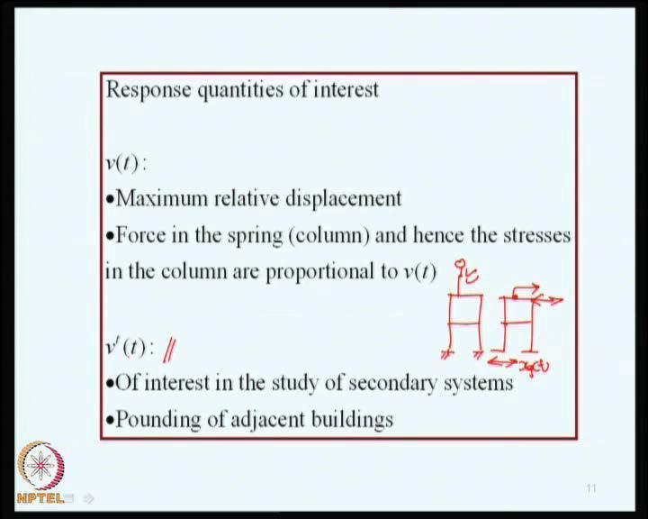 (Refer Slide Time: 11:56) Now, what are the response quantities that are of interest to us? Relative displacement is one quantity.