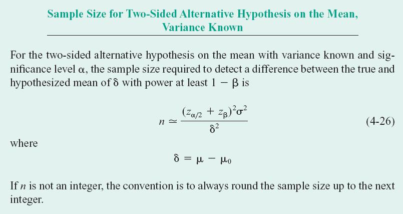 4 4.2 Type II Error and Choice of Sample size Determination of sample size If it is necessary to determine the