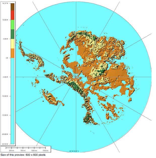 Figure 3: The subglacial topography of Antarctica.