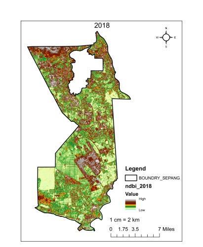 - 5600 - Figure 5. The NDBI density from 1990 to 2018 in Sepang district Conclusion Urbanization and rapid population growth are a major cause of land use changes and land conversions.