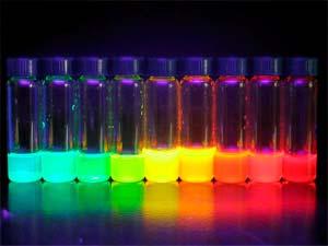 Exogenous Fluorophores : Quantum Dots (QDs) Quantum dots (QDs) are fluorescent nanoparticles (typically 10 nm) whose use in biology oriented applications is relatively recent.